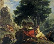 Eugene Delacroix Lion Hunt in Morocco oil on canvas